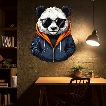 Cool Panda with Hoodie Metal Wall Art – Urban Animal UV Print Decor-KAFUVM001 - Tampa Home & Garden Store