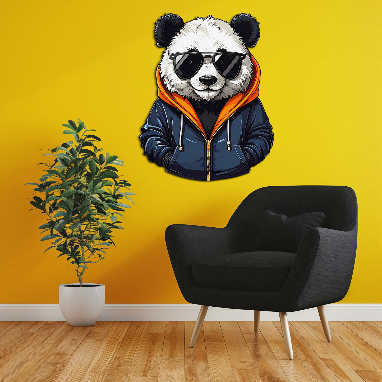 Cool Panda with Hoodie Metal Wall Art – Urban Animal UV Print Decor-KAFUVM001 - Tampa Home & Garden Store