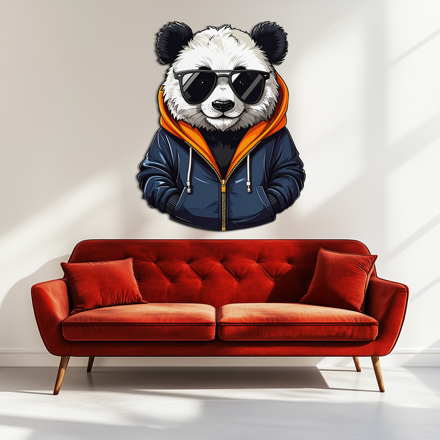 Cool Panda with Hoodie Metal Wall Art – Urban Animal UV Print Decor-KAFUVM001 - Tampa Home & Garden Store
