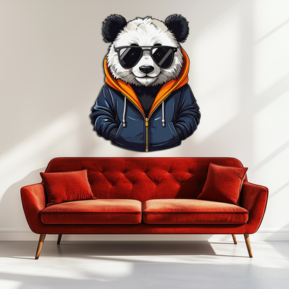 Cool Panda with Hoodie Metal Wall Art – Urban Animal UV Print Decor-KAFUVM001 - Tampa Home & Garden Store