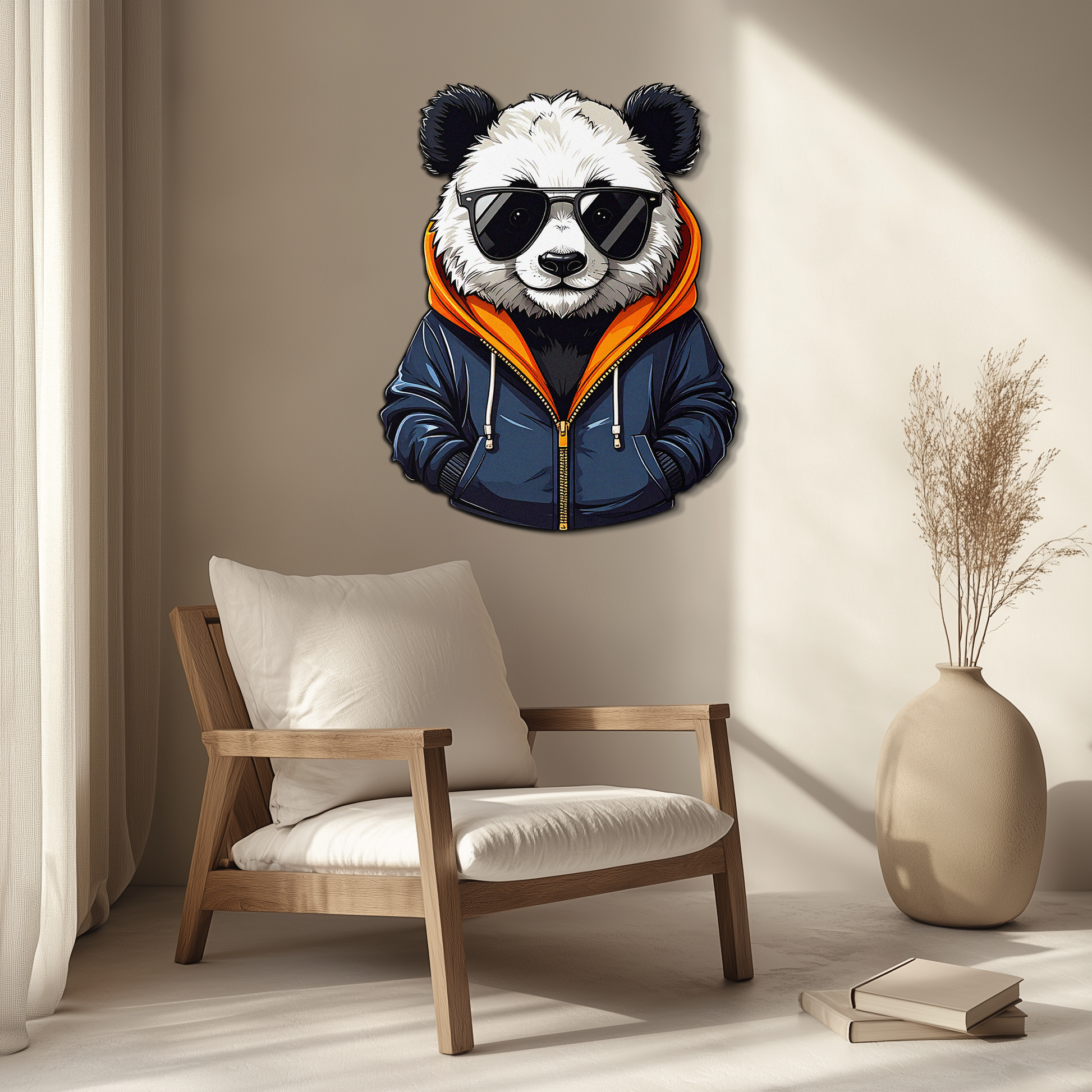 Cool Panda with Hoodie Metal Wall Art – Urban Animal UV Print Decor-KAFUVM001 - Tampa Home & Garden Store