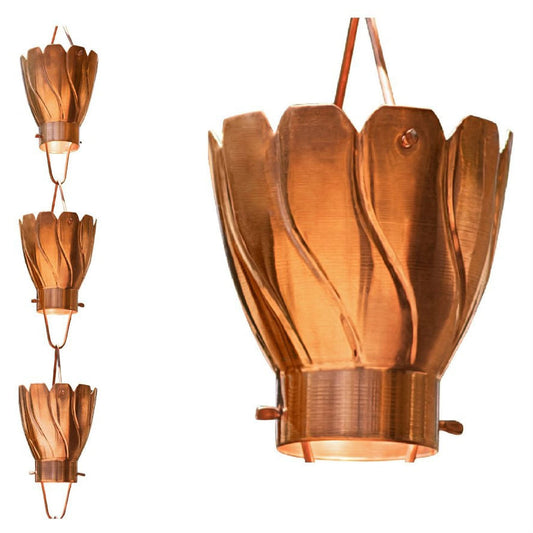 Copper 8.5 Ft Floral Petal Cups Rain Chain - Tampa Home & Garden Store
