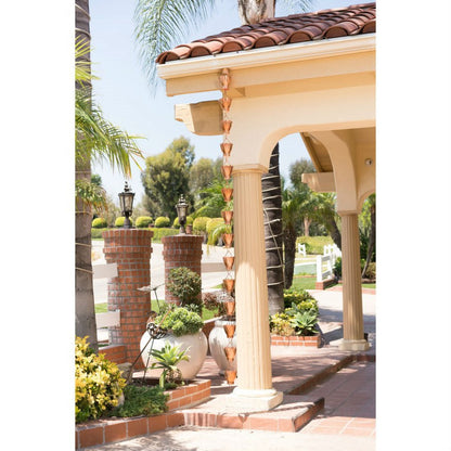 Copper 8.5 Ft Floral Petal Cups Rain Chain - Tampa Home & Garden Store