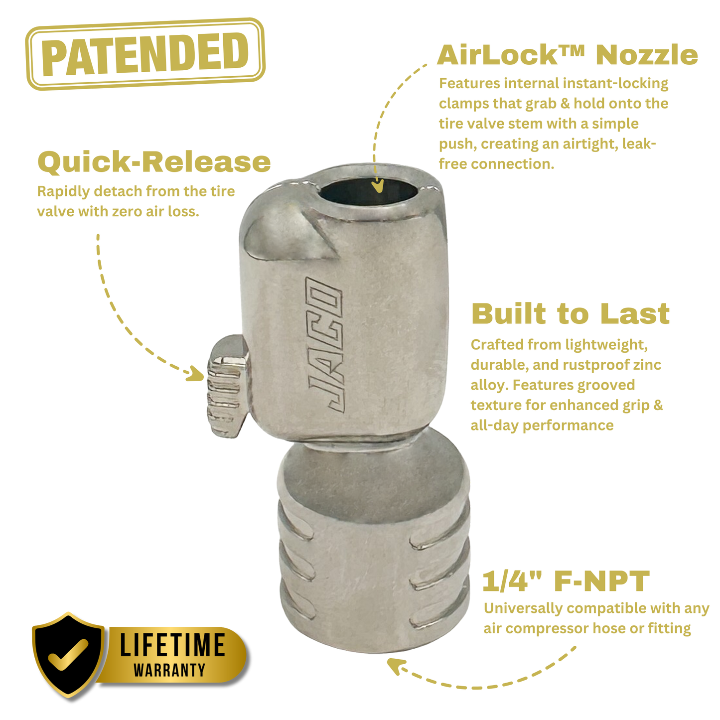 Lightning™ S-Series Tire Air Chuck | Open Flow, 1/4" F-NPT (2-Pack)