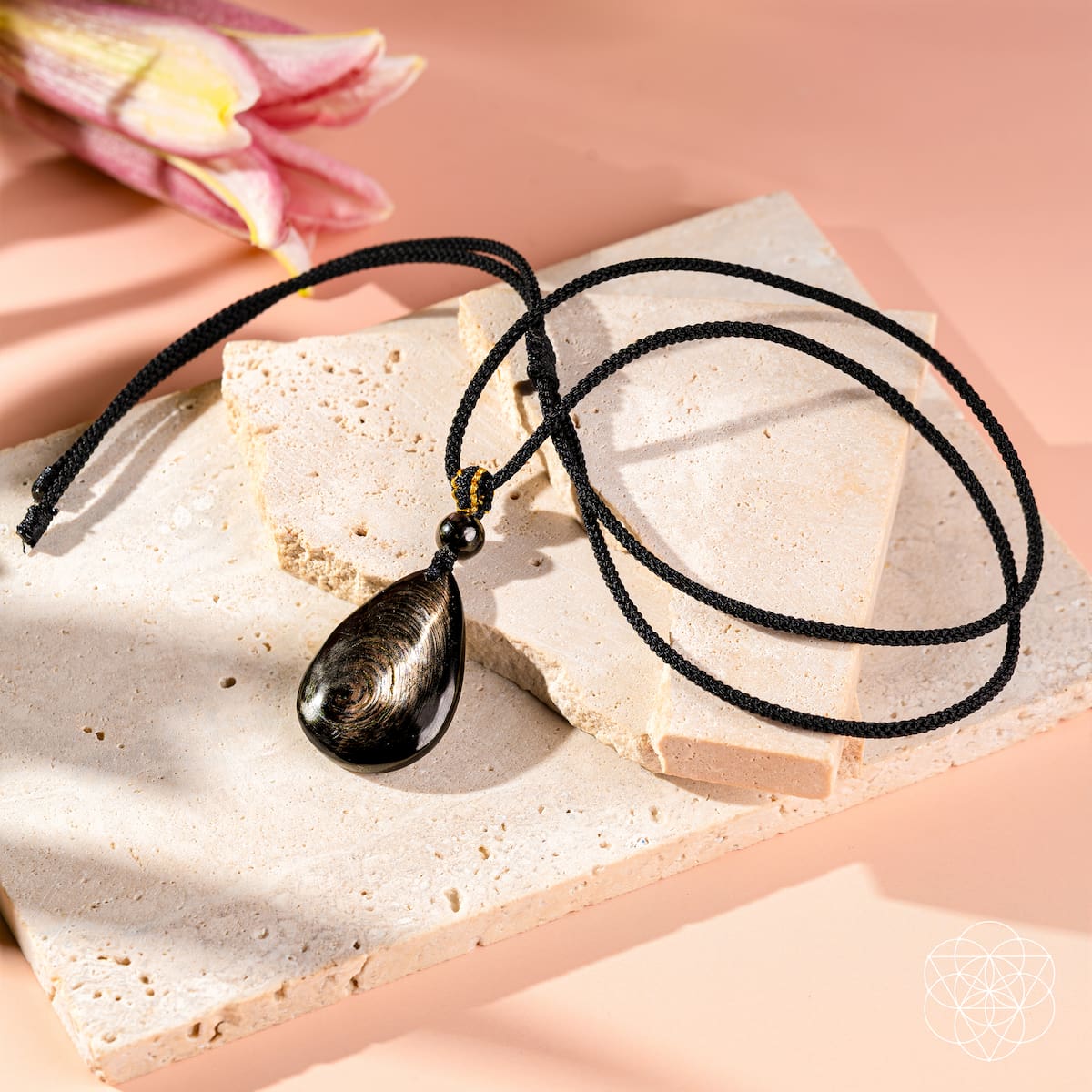 Hypersthene Millionaire Manifestation Pendant necklace on black cord with teardrop stone on Tampa Home & Garden Store