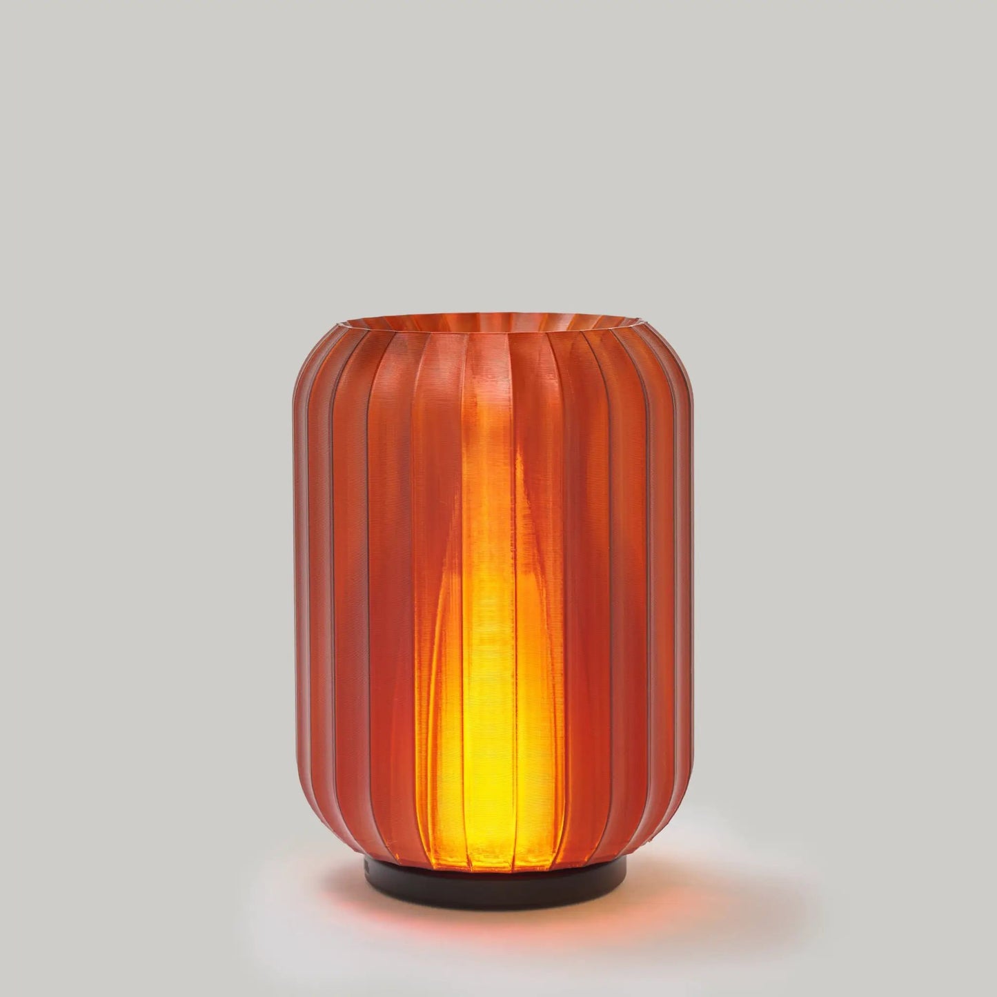 Cordless mini Allium lamp with clear filament, orange ribbed glass, Wooj Design table lamp on Tampa Home & Garden Store