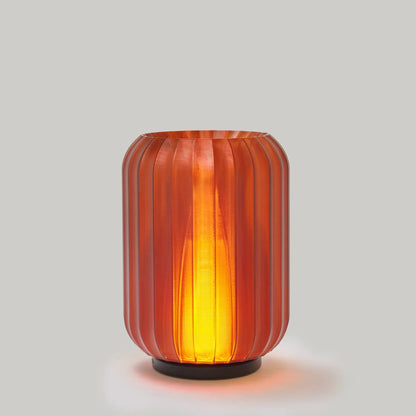 Cordless mini Allium lamp with clear filament, orange ribbed glass, Wooj Design table lamp on Tampa Home & Garden Store