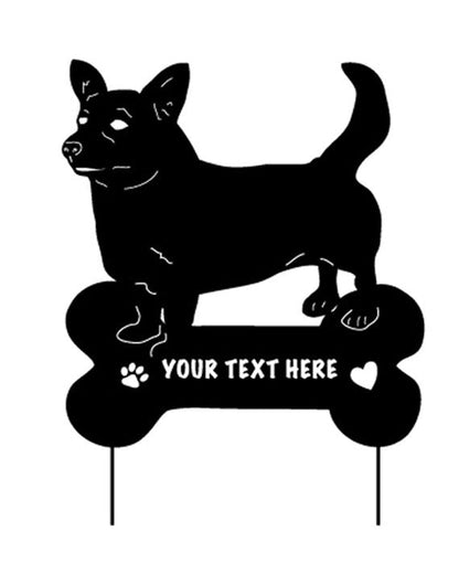 Corgi Welsh garden stake black on base customizable text Rustica Ornamentals yard decor on Tampa Home & Garden Store