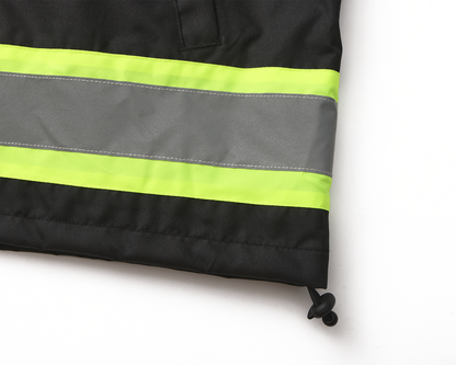Kiwi High Visibility 3-in-1 Hooded & Fleece Lined ANSI/ISEA 107-2020 Reflector Contrast Trimmed Water Resistant Black Safety Jacket [R71600]