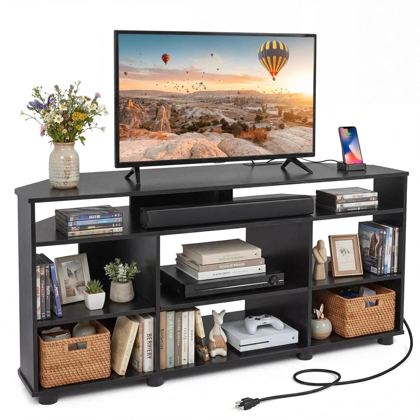 Corner TV Stand for 55 Inch TV With Storage