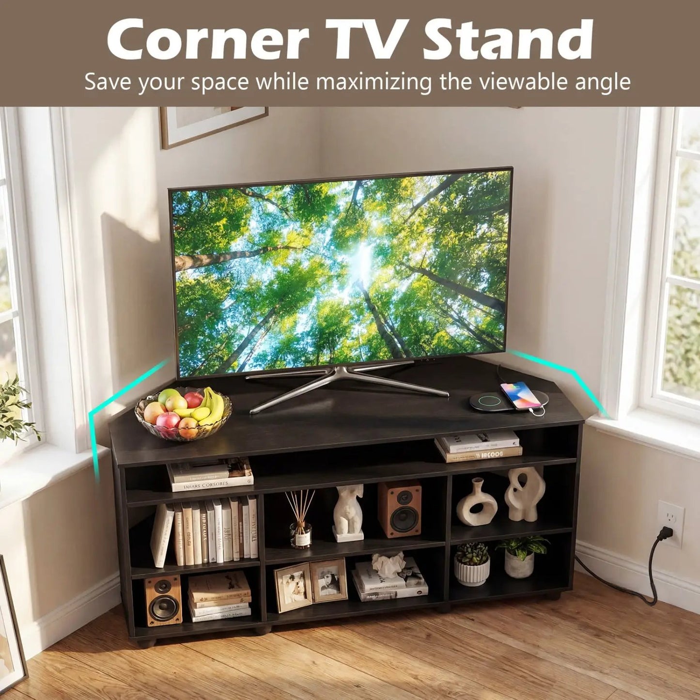 Corner TV Stand for 55 Inch TV With Storage