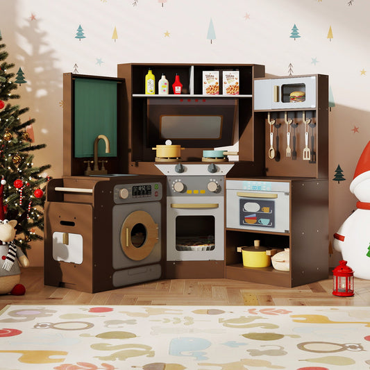 Corner Kitchen Toys with Lights and Sounds with Pull-out Trash Can and Stoves - Tampa Home & Garden Store