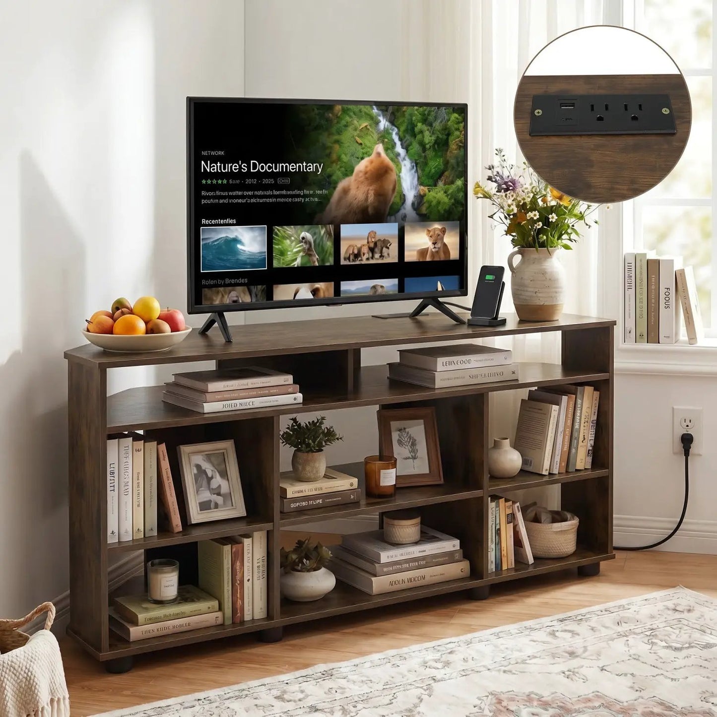 Corner TV Stand for 55 Inch TV With Storage