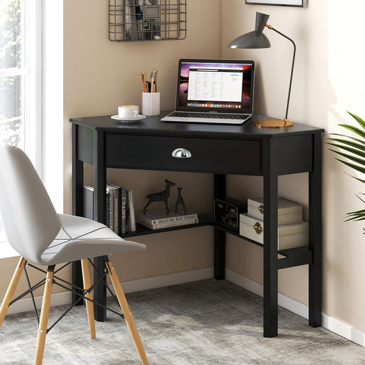 Corner Wooden Piece Laptop Computer Desk-Black - Tampa Home & Garden Store