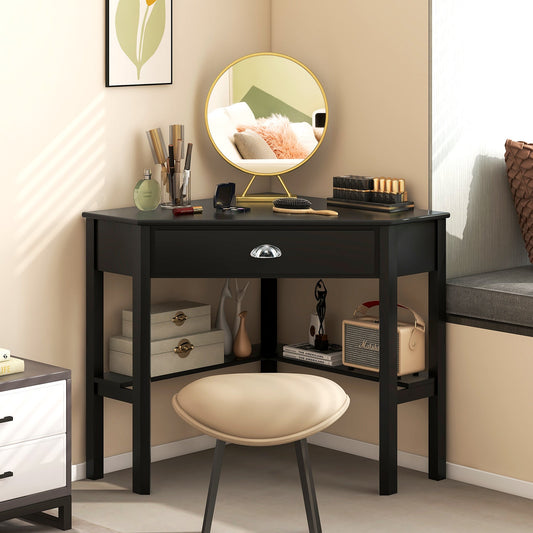 Corner Wooden Piece Laptop Computer Desk-Black - Tampa Home & Garden Store