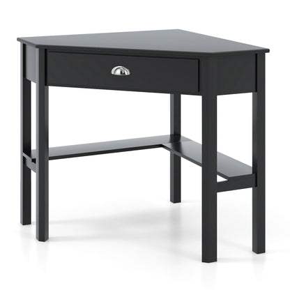 Escritorio esquinero de madera para portátil - Negro