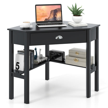 Escritorio esquinero de madera para portátil - Negro
