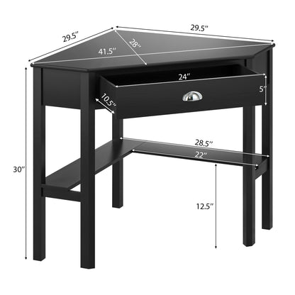 Escritorio esquinero de madera para portátil - Negro