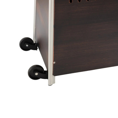 Coronado Brushed Bronze Pyramid Flame Patio Heater base with three black caster wheels on Tampa Home & Garden Store