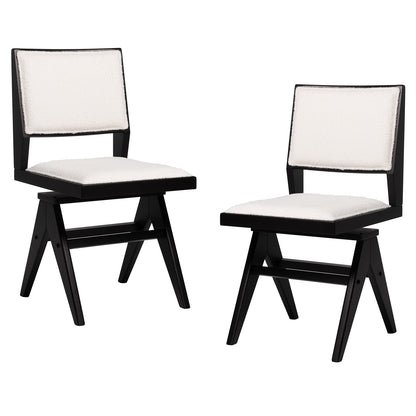 Juego de 2 sillas de comedor de madera giratorias con estructura de madera de caucho y asiento acolchado - Negro