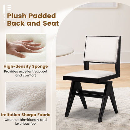 Juego de 2 sillas de comedor de madera giratorias con estructura de madera de caucho y asiento acolchado - Negro