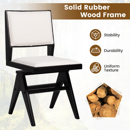 Juego de 2 sillas de comedor de madera giratorias con estructura de madera de caucho y asiento acolchado - Negro