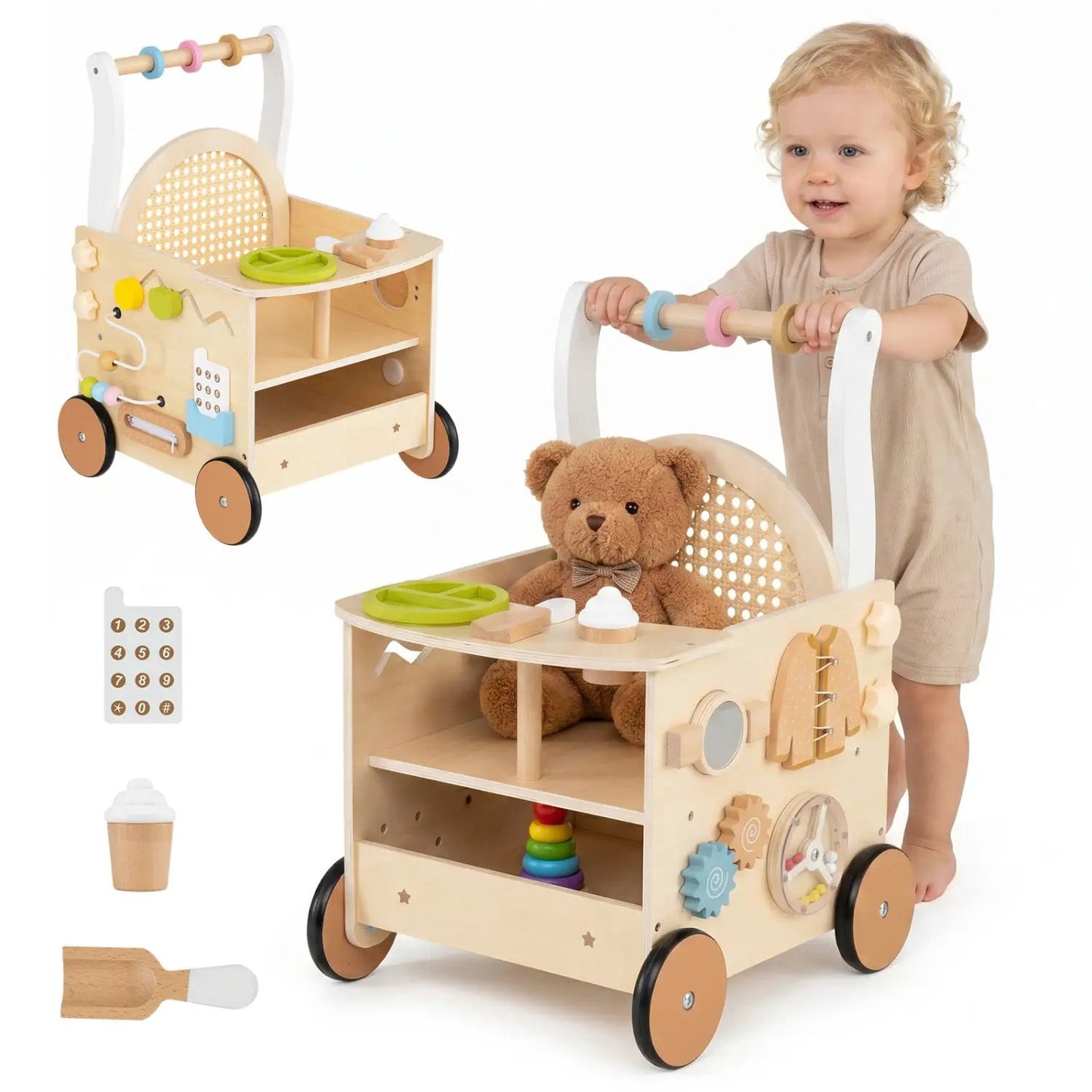 Wooden Push Walker 13 in 1 Activity Center