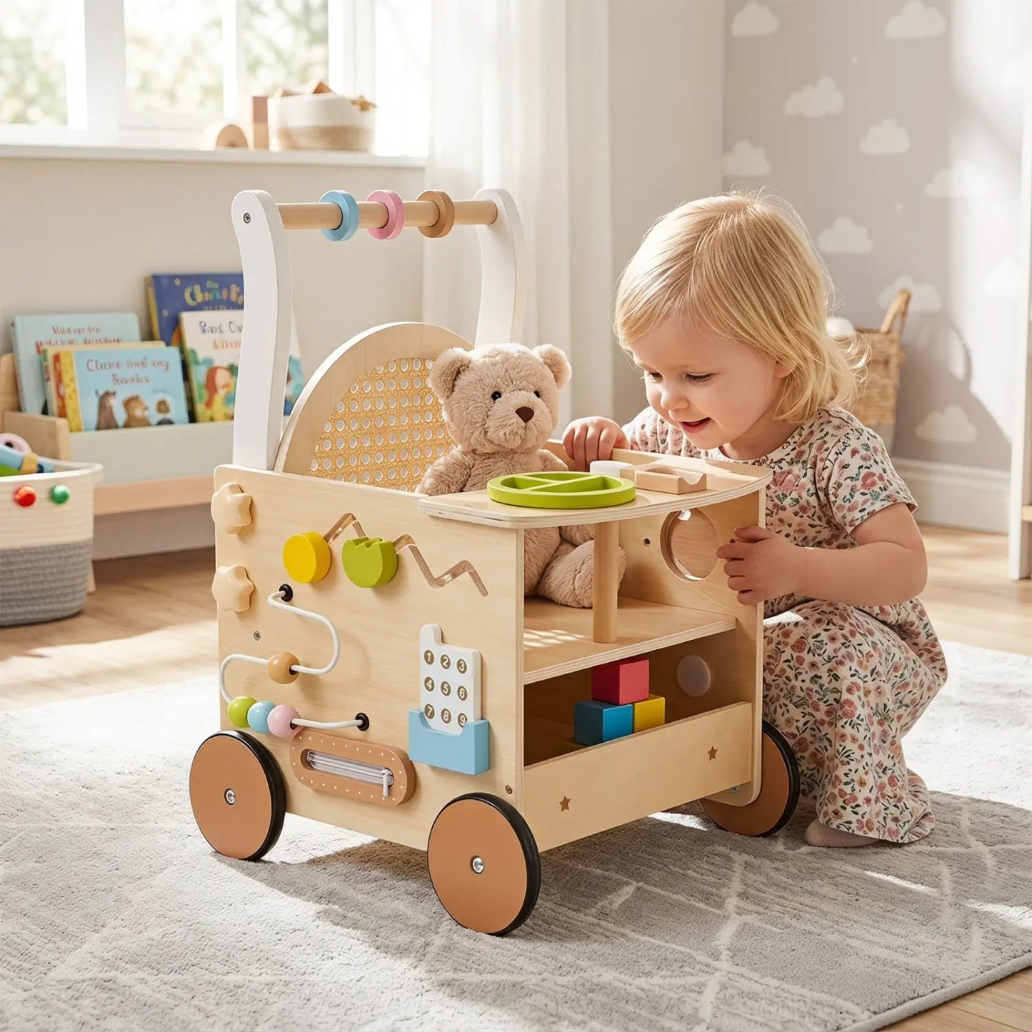 Wooden Push Walker 13 in 1 Activity Center