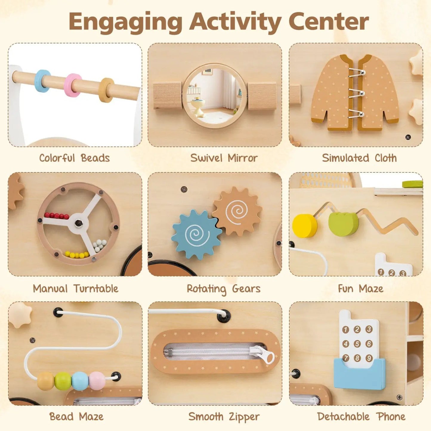 Wooden Push Walker 13 in 1 Activity Center