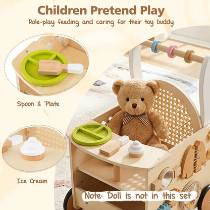 Wooden Push Walker 13 in 1 Activity Center