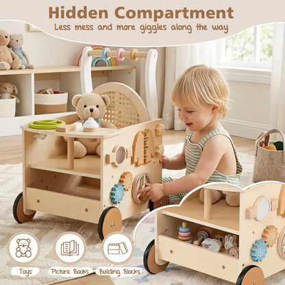 Wooden Push Walker 13 in 1 Activity Center