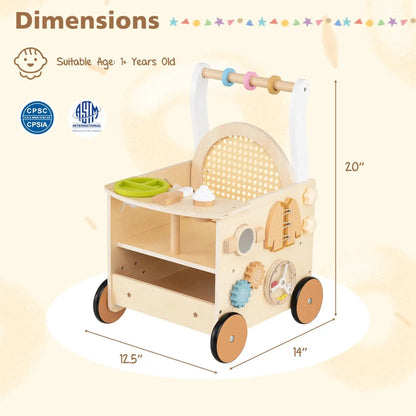 Wooden Push Walker 13 in 1 Activity Center
