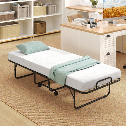 Cama Plegable de Tamaño Cuna con Colchón de Espuma Viscoelástica y Marco de Metal