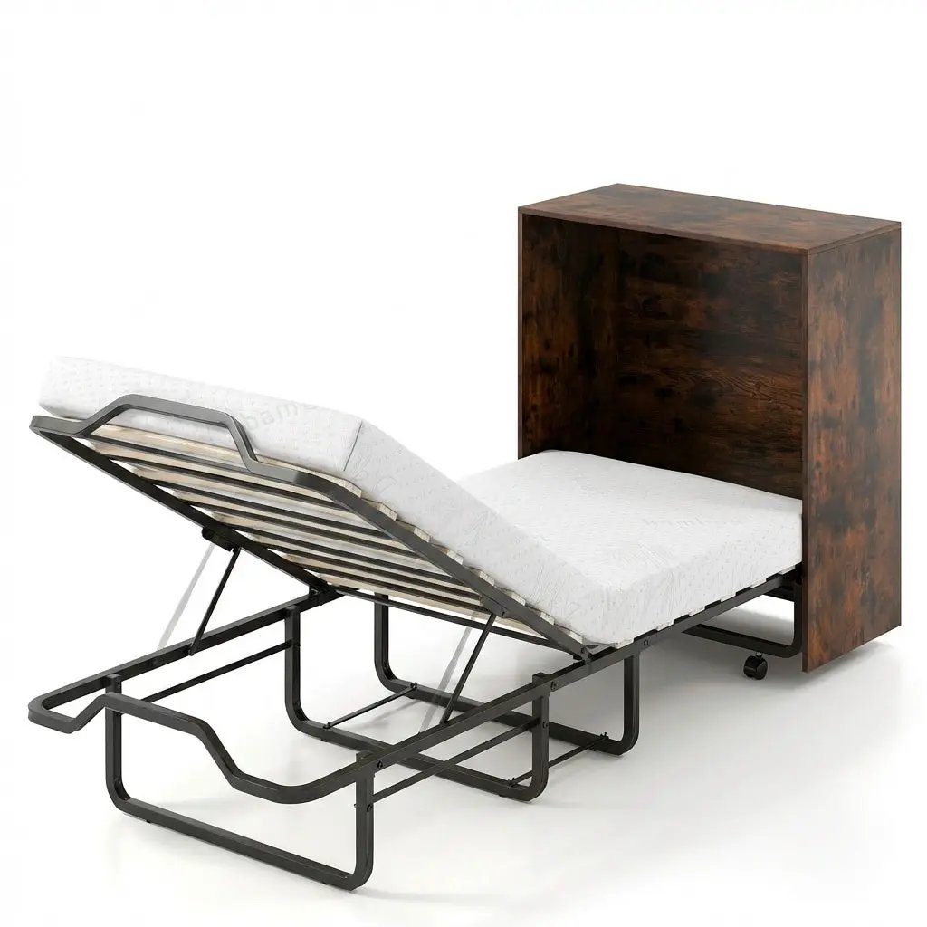 Small Space Transformer Murphy Bed with Wheels & Foldable Cot