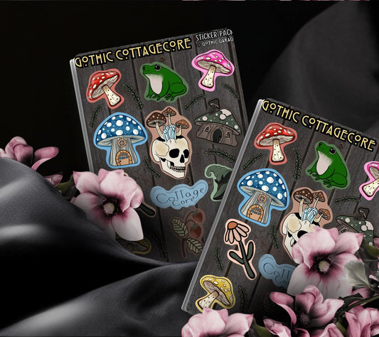 Cottagecore Gothic Sticker Sheet – Frogs, Fungi & Forest Magic for Your Cozy-Creepy Vibe - Tampa Home & Garden Store