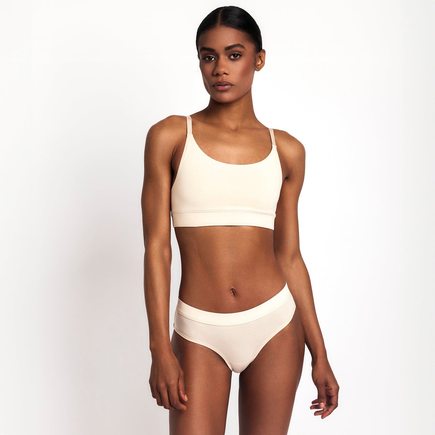 Mid-Rise Brief in organic cotton nude beige with seamless waistband on Tampa Home & Garden Store