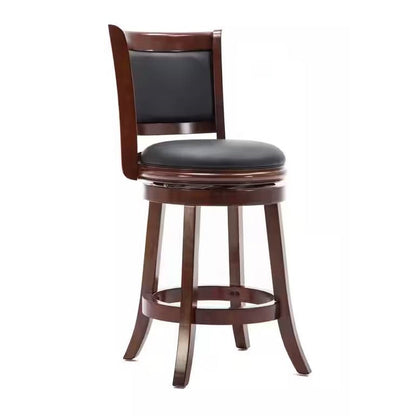 Counter Height Barstool in Cherry Wood Finish with Black Padded Swivel Seat - Tampa Home & Garden Store