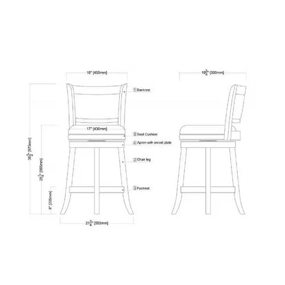 Counter Height Barstool in Cherry Wood Finish with Black Padded Swivel Seat - Tampa Home & Garden Store