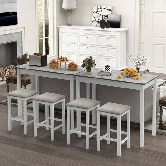 Juego de mesa de bar de 3 piezas, mesa de comedor y 2 taburetes de bar - Blanco