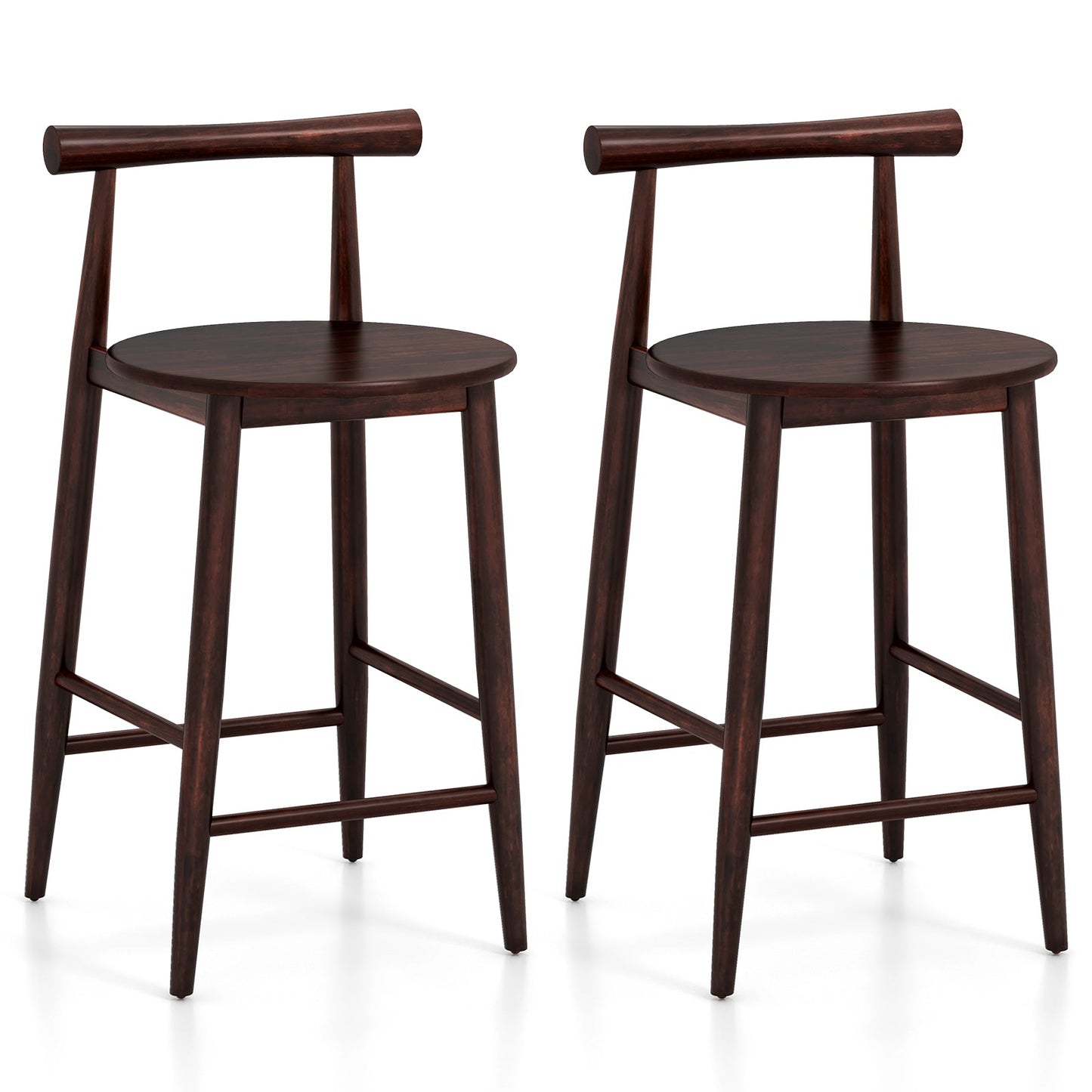 Counter Height Bar Chair Set with Acacia Wood Frame and Supporting Legs-White