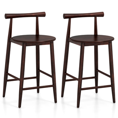 Counter Height Bar Chair Set with Acacia Wood Frame and Supporting Legs-White