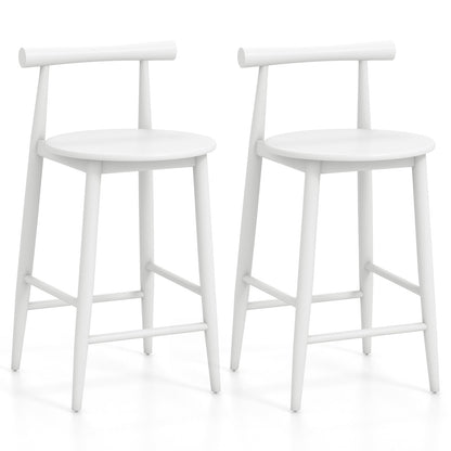 Counter Height Bar Chair Set with Acacia Wood Frame and Supporting Legs-White