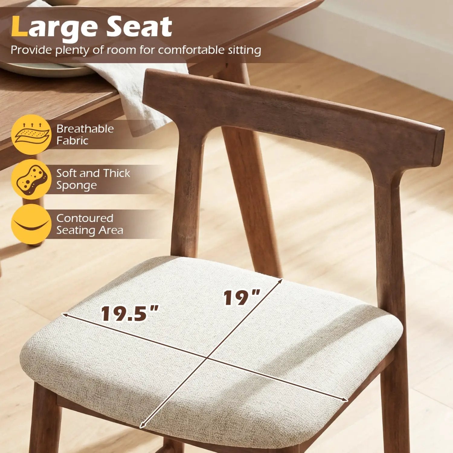 Counter height bar stool 24 in solid wood with curved back and beige upholstered seat on Tampa Home & Garden Store