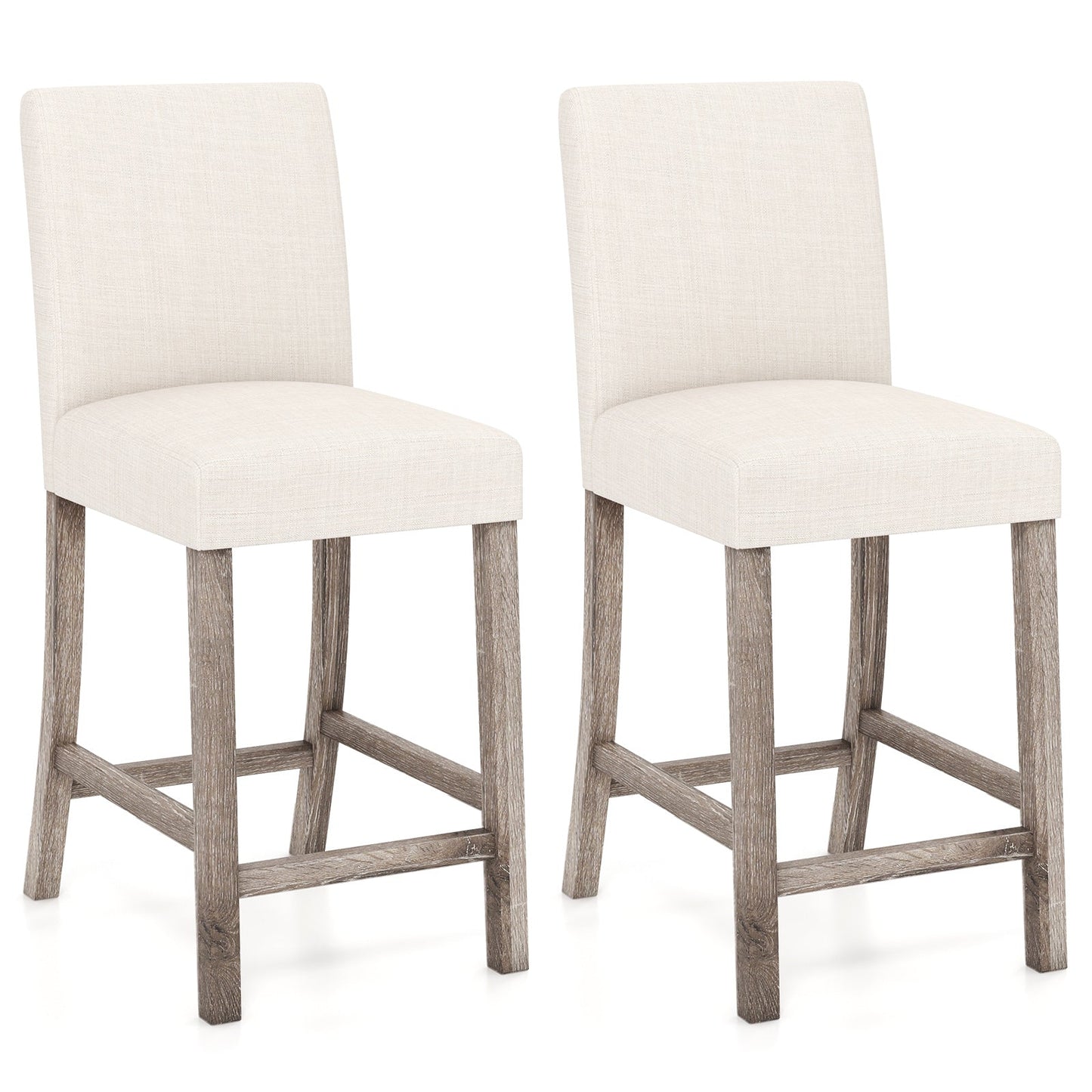 Counter Height Bar Stools Set of 2 with Back and Footrest