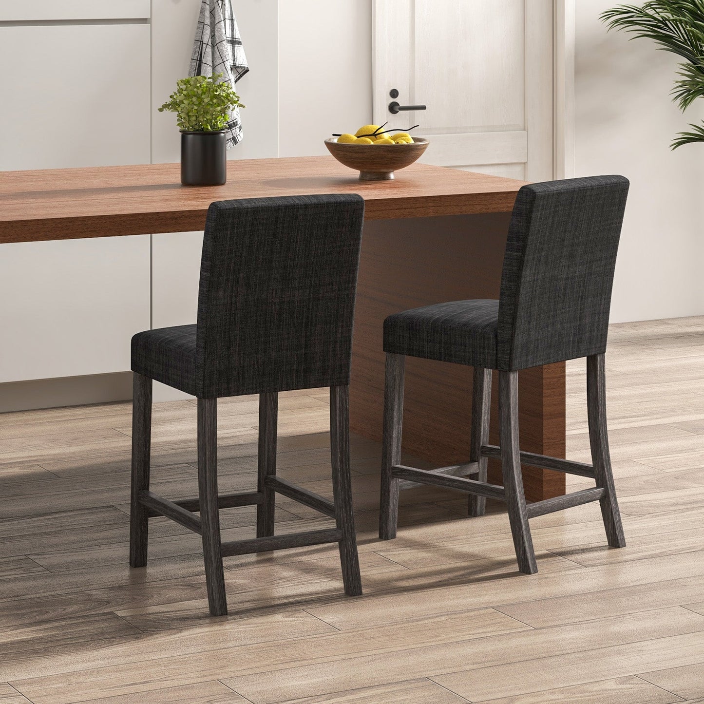 Counter Height Bar Stools Set of 2 with Back and Footrest