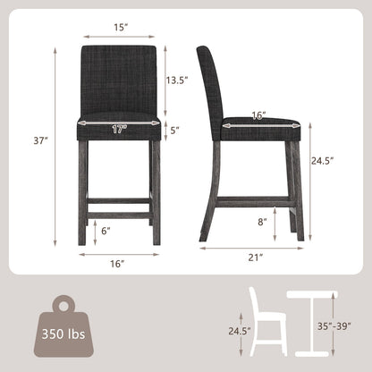 Counter Height Bar Stools Set of 2 with Back and Footrest