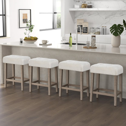 Modern Counter Height Bar Stools Set of 2 with Rubber Wood Legs