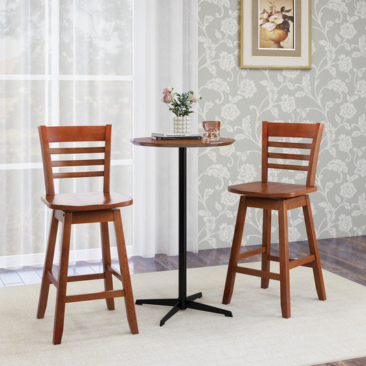 Counter Height Barstools Set of 2 with Footrest for Kitchen Island Bar-Walnut - Tampa Home & Garden Store