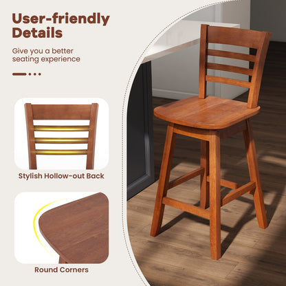 Counter Height Barstools Set of 2 with Footrest for Kitchen Island Bar-Walnut