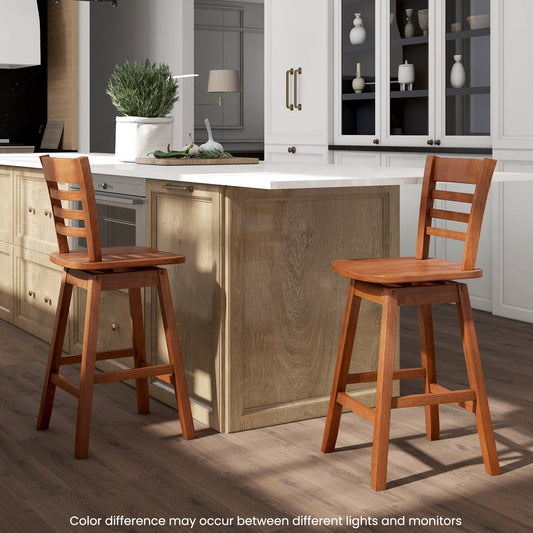 Counter Height Barstools Set of 2 with Footrest for Kitchen Island Bar-Walnut - Tampa Home & Garden Store